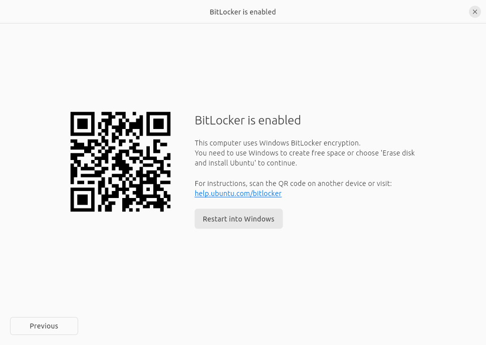 The BitLocker is enabled page