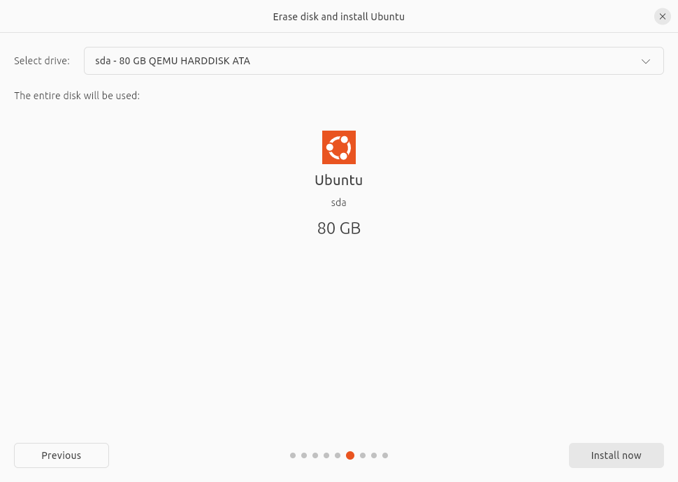 The Erase disk and install Ubuntu page