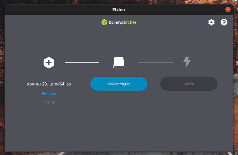 The Select target step in Etcher
