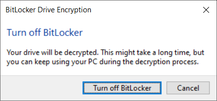 The Turn off BitLocker dialog