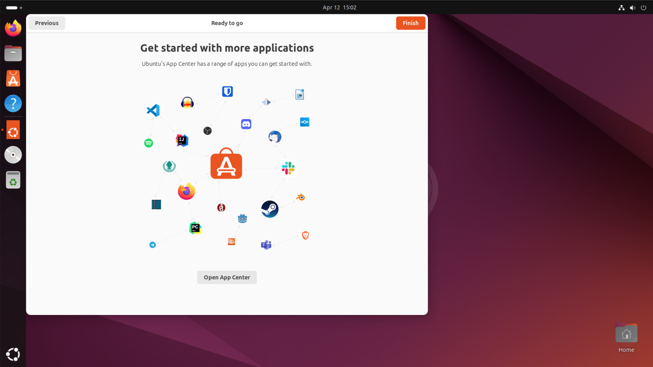The Ubuntu welcome widget
